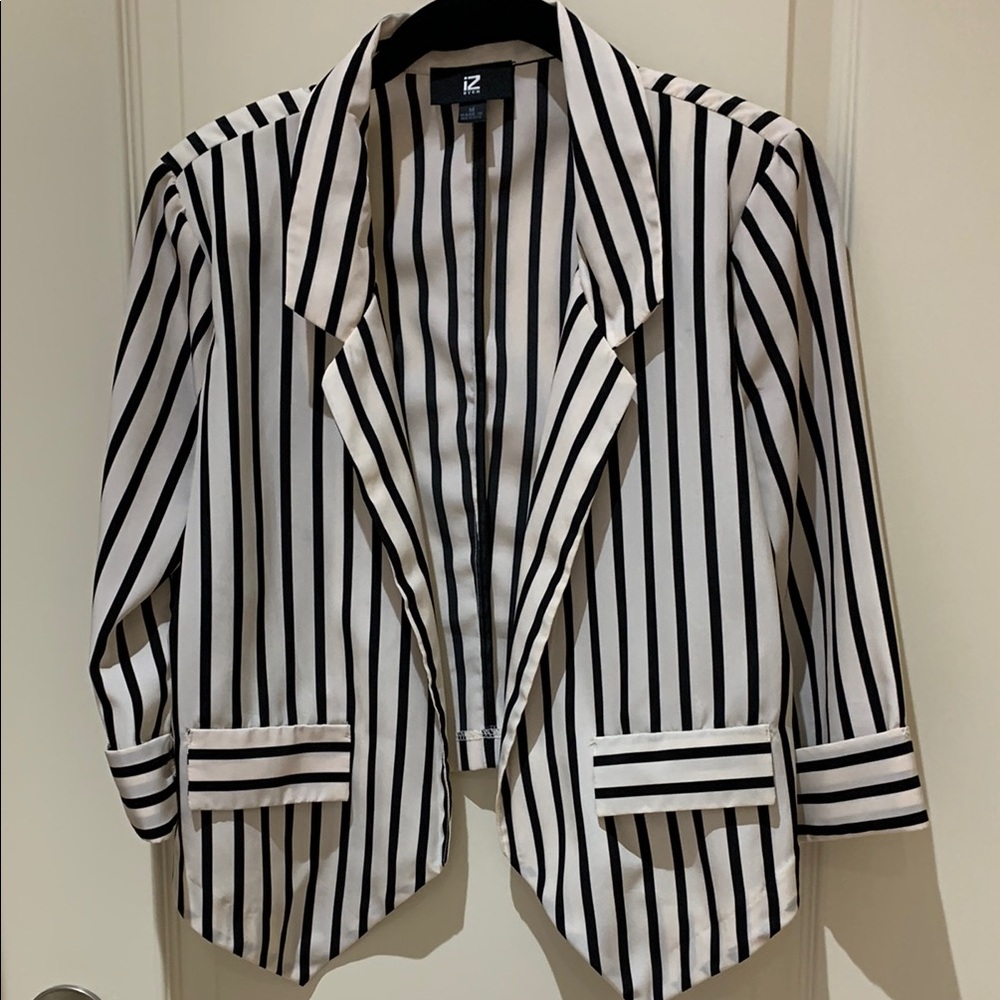 Black and White Striped Women's Blazer